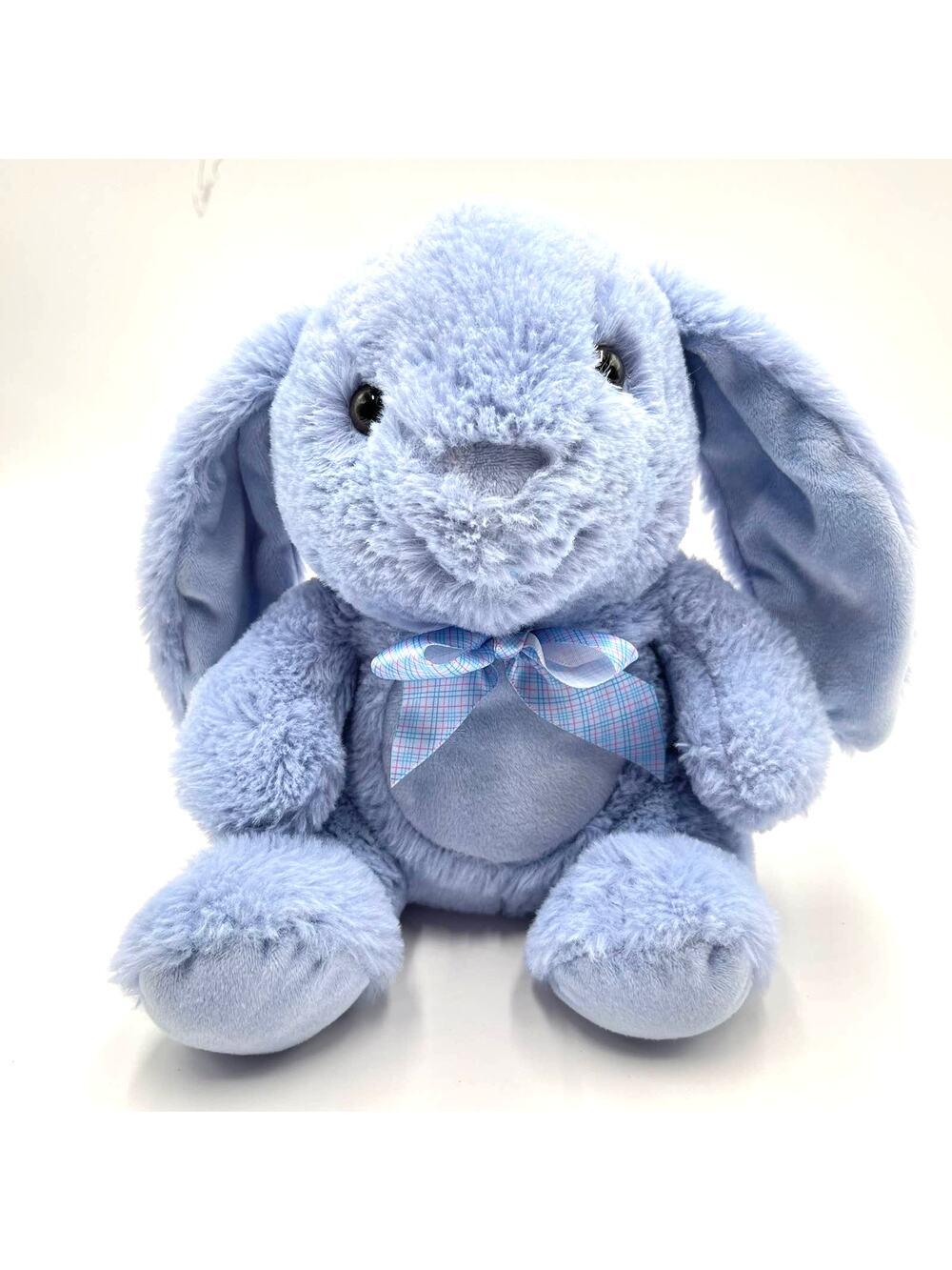 9" Soft 2018 Blue Bunny Plush Pink Plaid Ribbon Inter-American China Rabbut